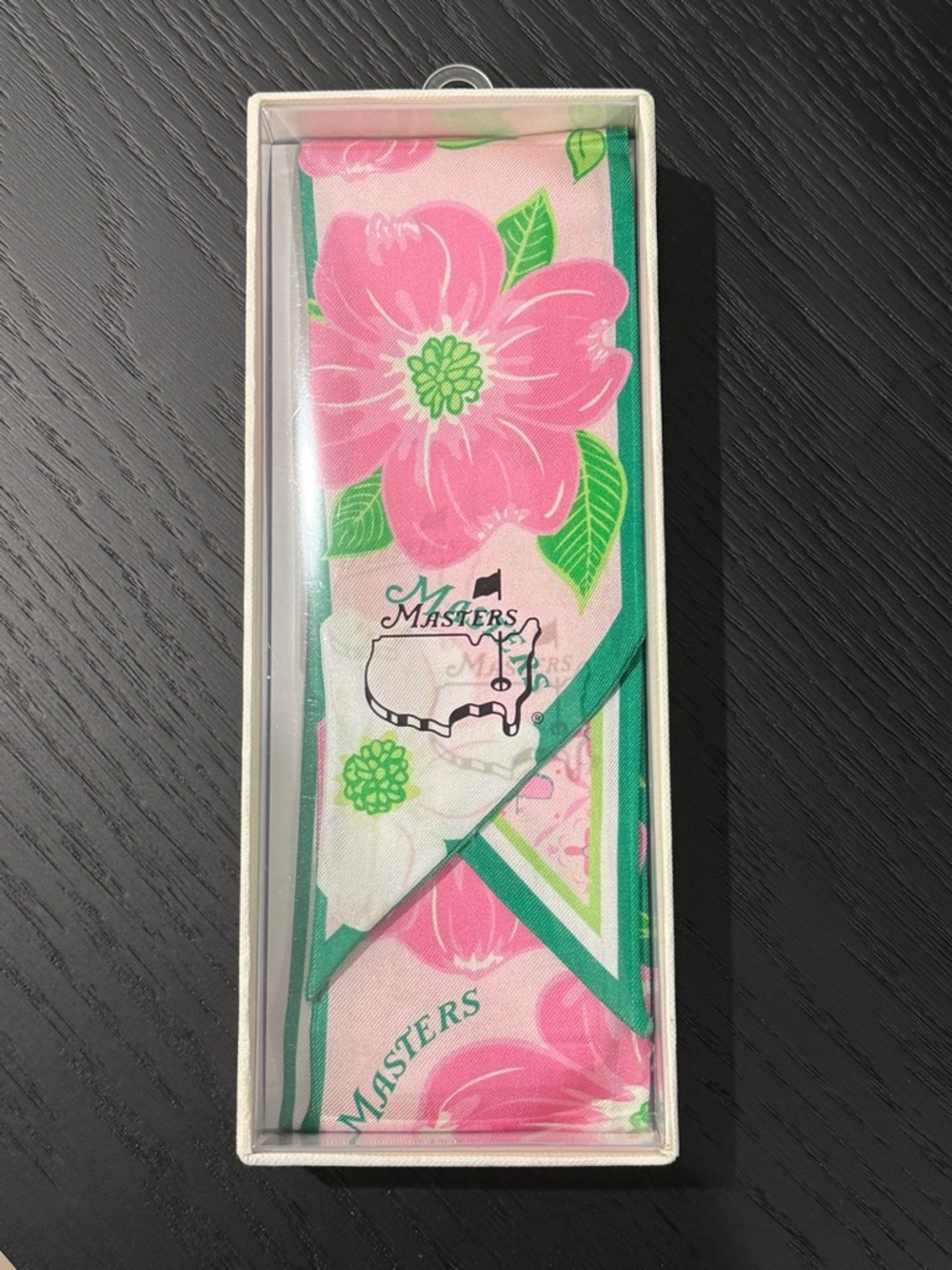 Brand NWT. 2026 Rare! Masters Pink Dogwood Silk Twilly Scarf